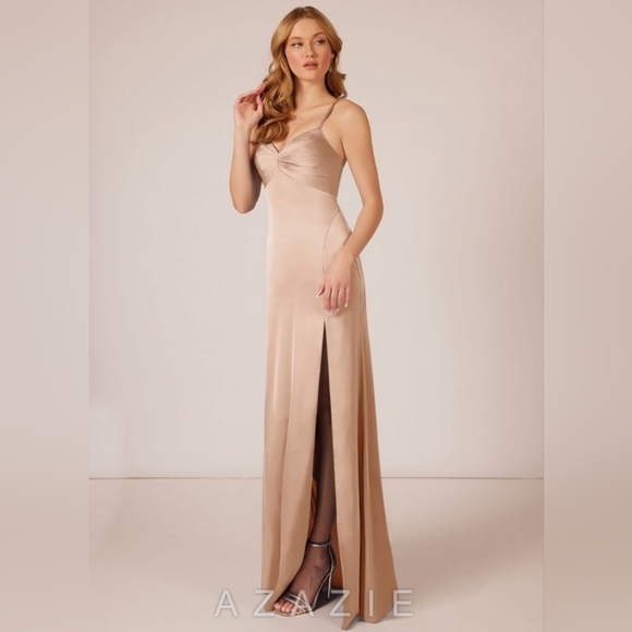 AZAZIE Bridemaid Dress - Style LINIA - Size 8 - Satin Royal Rose - Picture 1 of 7